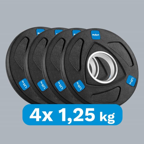 Sæt med gummibelagte støbejernsvægte 4x1,25 kg, olympisk hul 51 mm, REBEL ACTIVE