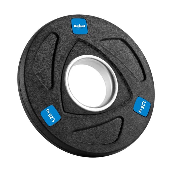 Sæt med gummibelagte støbejernsvægte 4x1,25 kg, olympisk hul 51 mm, REBEL ACTIVE