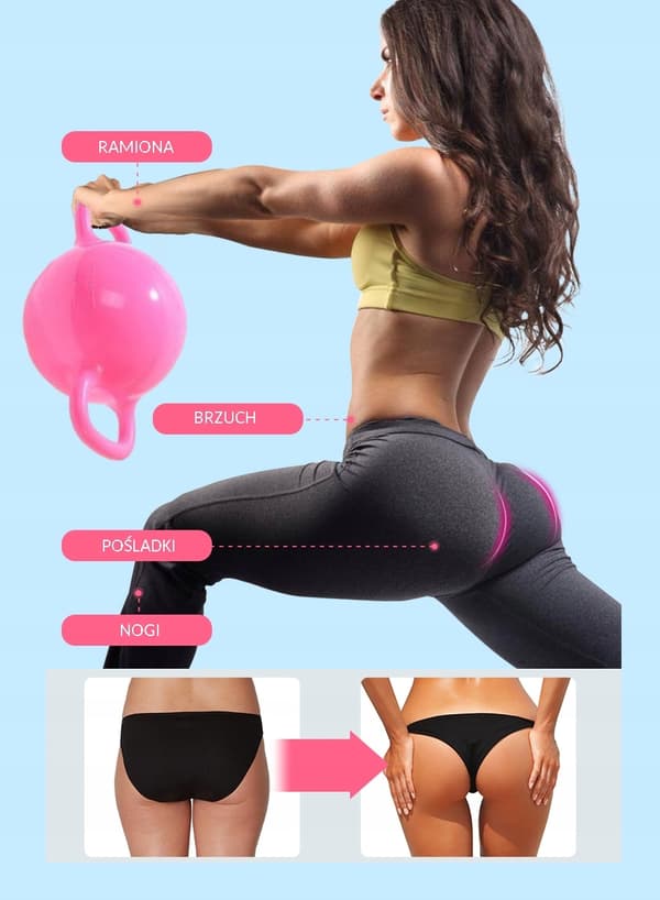 Kettlebell til vand, justerbar 1-5 kg, håndvægt, lilla