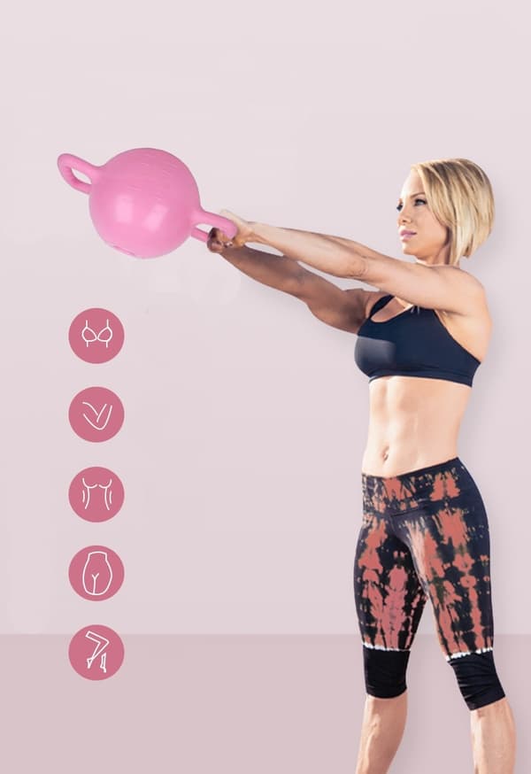 Kettlebell til vand, justerbar 1-5 kg, håndvægt, lilla