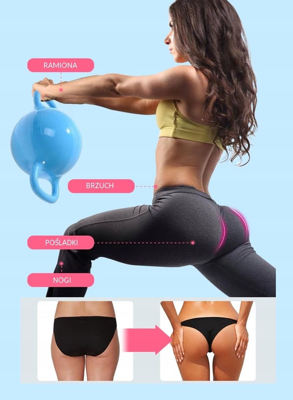 Vattenkettlebell, justerbar 1-5 kg, hantel, blå