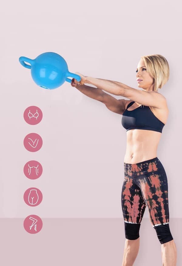 Vattenkettlebell, justerbar 1-5 kg, hantel, blå
