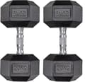 Miniatyrbild 1 av 2: Hexagon Dumbbell Set, Gummibyggnad, Flera Viktalternativ,20 kg x 2 st