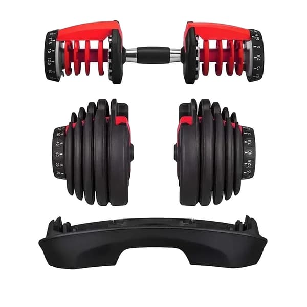 Justerbar Hantelset, Anpassningsbar Vikt upp till 52,5 lbs, Hållbar Konstruktion, Platsbesparande Design,1 stycken 52,5 pund