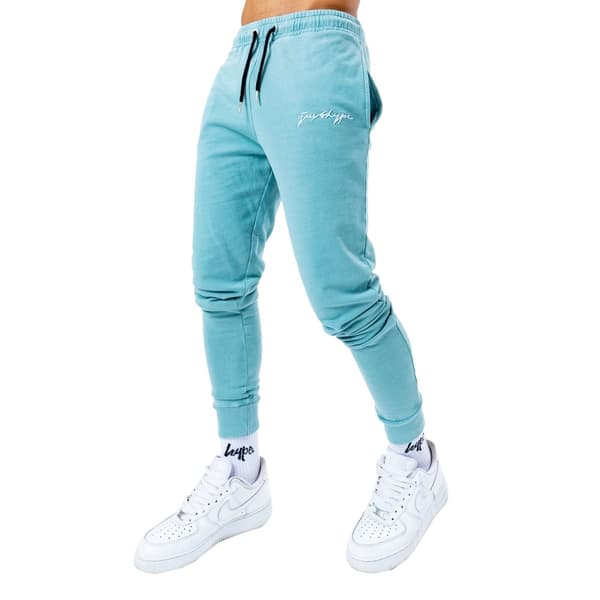 Hype Mens Acid Wash Jogging Bottoms Teal XXL