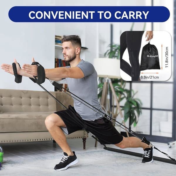 AGPTEK Resistance Bands Pilates Bar med 4 elastiska motståndsband 20/40lbs eller 30/40lbs för Fitness Yoga Squat