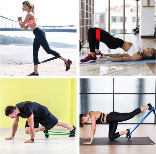 Elastiskt band Bodybuilding Kit med 5 Resistance Band Fitness Lämplig för Yoga Pilates med bruksanvisning och väska