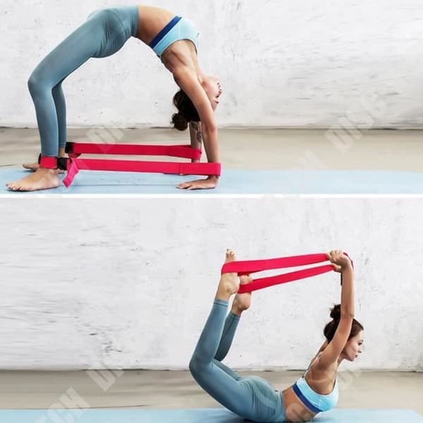 TD® Fitness Tillbehör - Kroppsbyggande, Yoga Fitness Muskel Stretching Band Band Yoga Rally Bälte Word - Svart Typ
