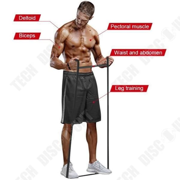TD® Fitness Accessories - Bodybuilding, Fitness Train Resistance Band 208cm Gym Pilates Elastic in - Typ Grå
