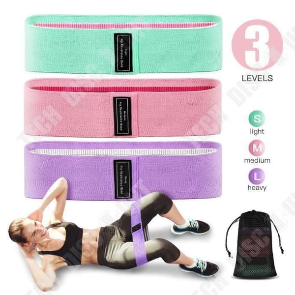 TD® Fitness Elastiskt Band, Resistance Band 3 Styrkenivåer, Träningshöftband för män eller kvinnor Yoga, Pilates
