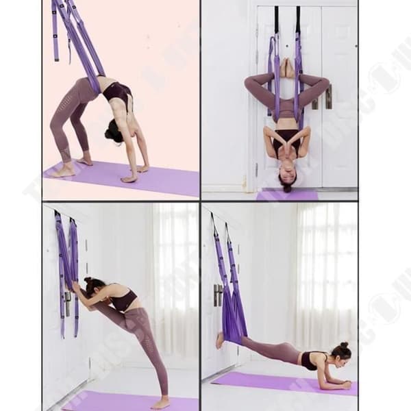 TD® Fitness Accessoarer - Bodybuilding, Yoga Hängmatta Gym Strength Inversion Anti Gravity Aerial Traction Swing - LILA Typ