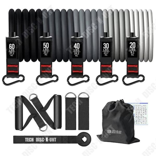 TD® 11-delads avdragare Set 200lb Latexmotståndsdragrep Bröstmuskelträning