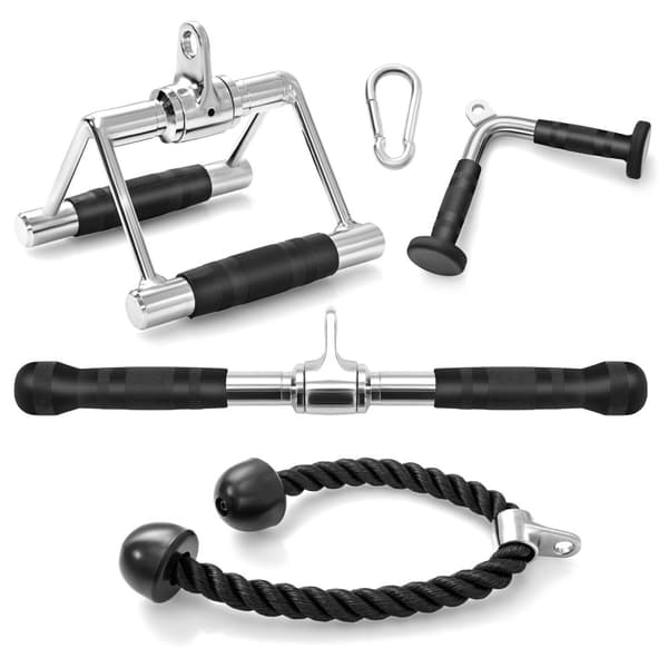 Gym Attachment Set, 4-delars kabelmaskin, svart och silver
