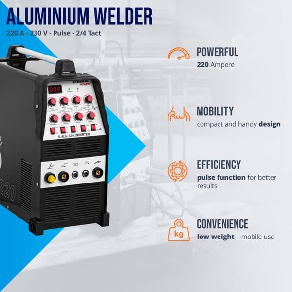 Stamos Power Aluminiumsvets - TIG AC/DC - 220 A - 230 V - Puls - 2/4-takt
