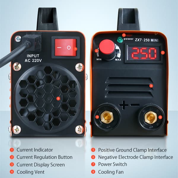 250A 220V bärbar elektrisk svetsmaskin Mini MMA ARC IGBT elektrisk svetsmaskin med isolerad elektrod