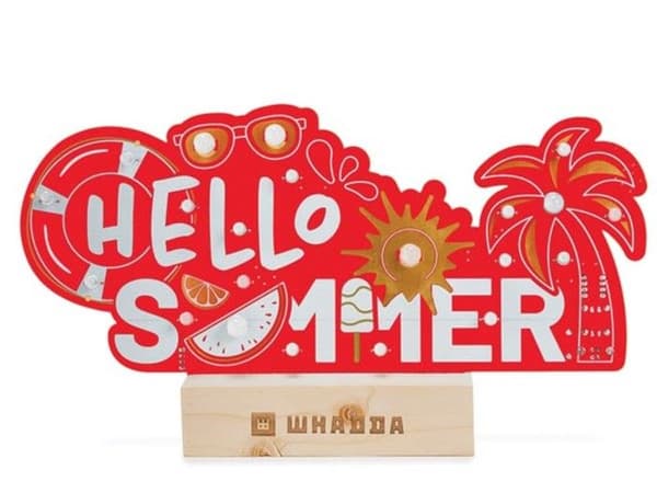 Whadda Lödsats, XL "Hej sommar" med 19 RGB-lysdioder och trästativ
