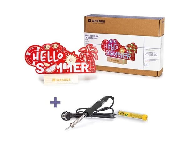 Whadda Lödsats, XL "Hej sommar" med 19 RGB-lysdioder och trästativ