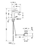 Miniatyrbild 2 av 2: Duravit Tulum tvättställsblandare med avfall, krom TU1010001010