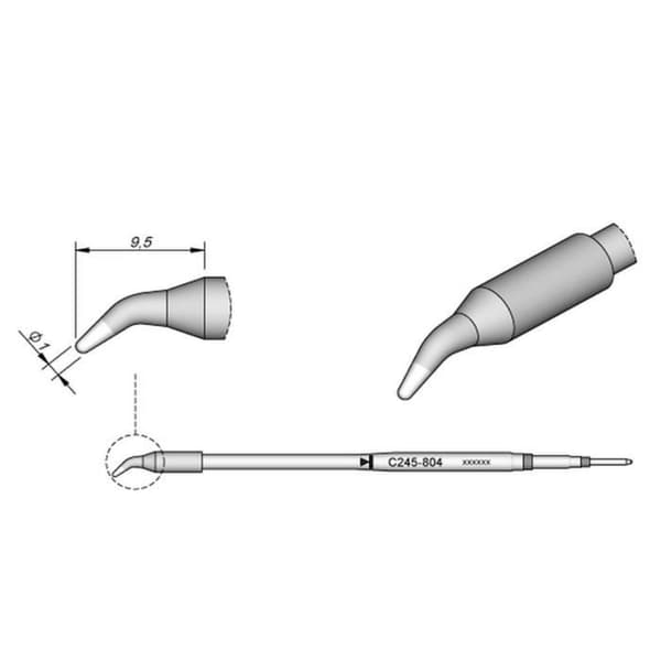 Lödpatron - JBC - T245 - 20 mm längre - För SMD-komponenter - Energiapplikationer