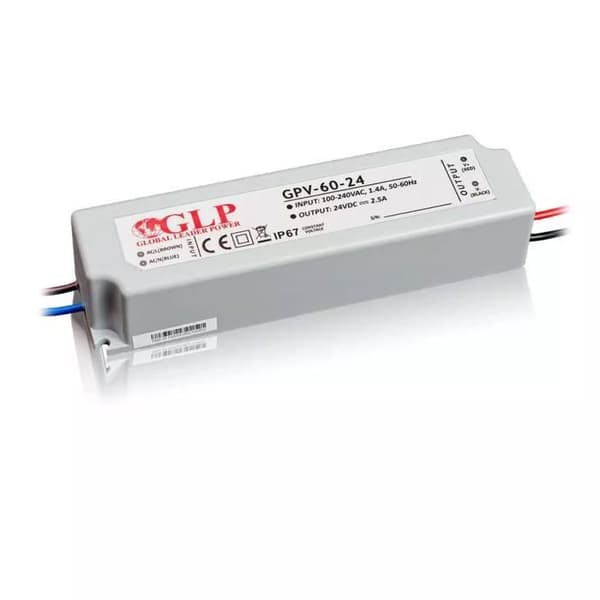 LED strömförsörjning DC 24V 60W IP67 vattentät