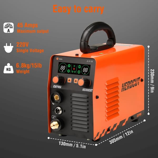 Plasmaskärare, 45Amps Skärmaskin, Max 12mm Tjocklek, EU-kontakt