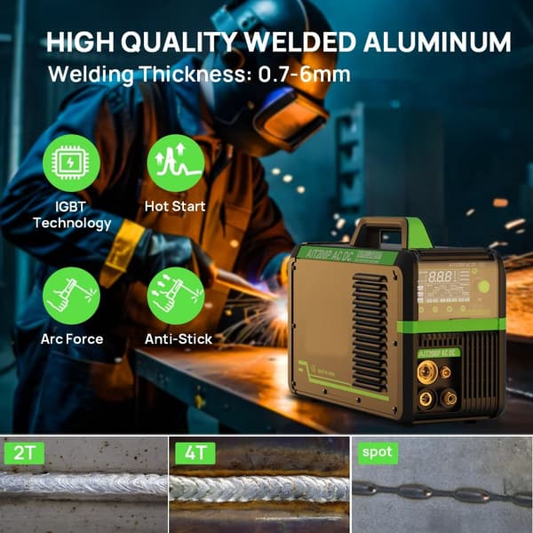 200A AC DC ARC MMA/TIG multifunktionell svetsmaskin med flera tillbehör, puls aluminiumsvetsare