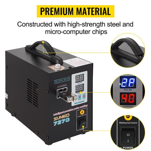 Punktsvejser til 18650 Litium Batteripakke - 1500W LED Belysning, Dobbelt Digital Display & Dobbelt Puls Svejsemaskine