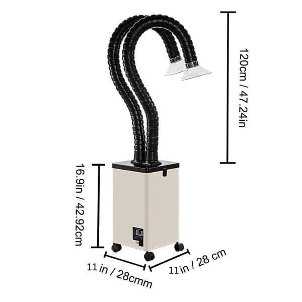 150W 165CFM professionell rökavskiljare med 3-lagers filter, 3-växlad justerbar, låg ljudnivå, lätt att flytta, bred applikation