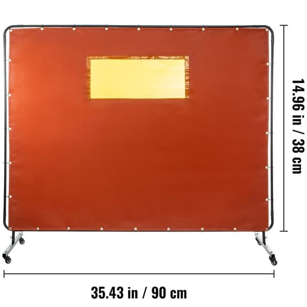 1,83m x 2,44m svetsgardin med visuellt fönster och 4 hjul, brandbeständigt glasfibermaterial, slitstark metallram, användarvänlig design
