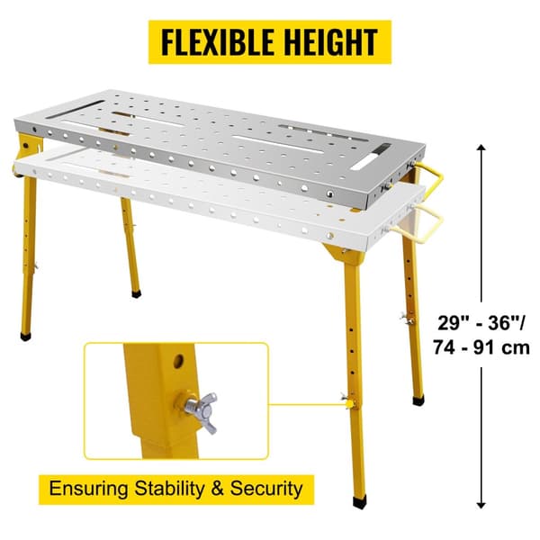 117x46cm 454kg kapacitet bärbar hopfällbar svetsstation med 4 justerbara halkfria fötter, stort utrymme, 4 justerbara höjder