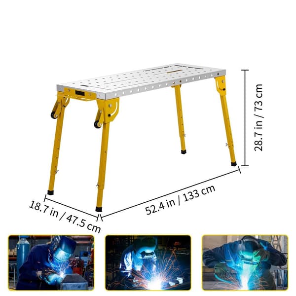 117x46cm 454kg kapacitet bärbar hopfällbar svetsstation med 4 justerbara halkfria fötter, stort utrymme, 4 justerbara höjder