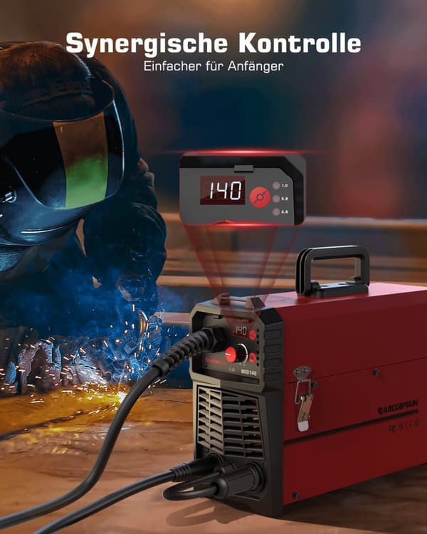 MIG Svejsemaskine, 4-i-1 Multifunktions Svejser, 140Amp Bærbar,MIG140