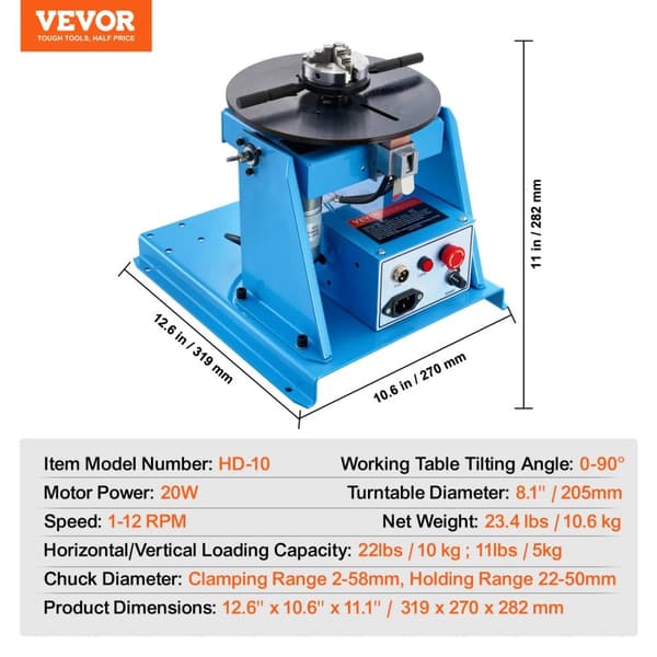 Rotary svejsepositioner, justerbar hældningsvinkel, 20W motorstyrke,20W 10KG20W 10KG