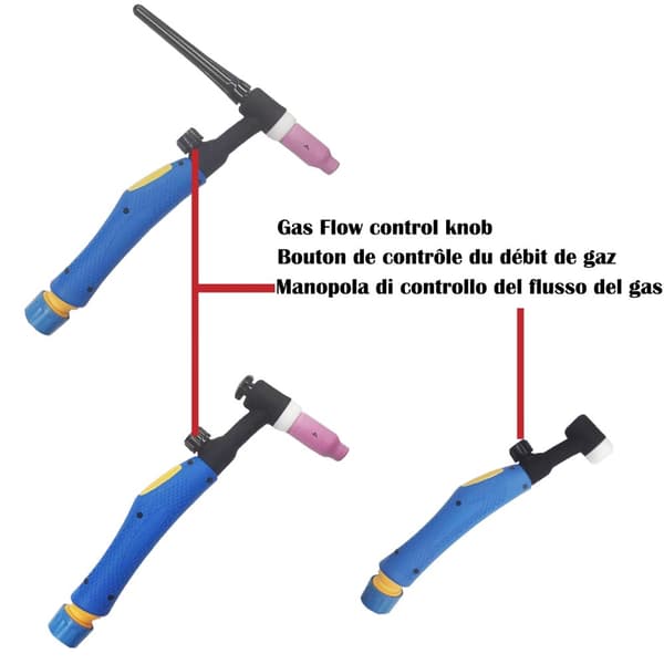 WP17V TIG-brænder, 4 meter kabel længde, gasflowjustering, kompatibel med DECAPOWER-maskiner