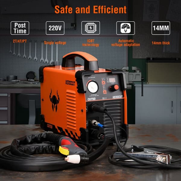 HEROCUT Plasma Cutter, 50Amp Output, 220V Indgangsspænding, Kompakt og Bærbar Design