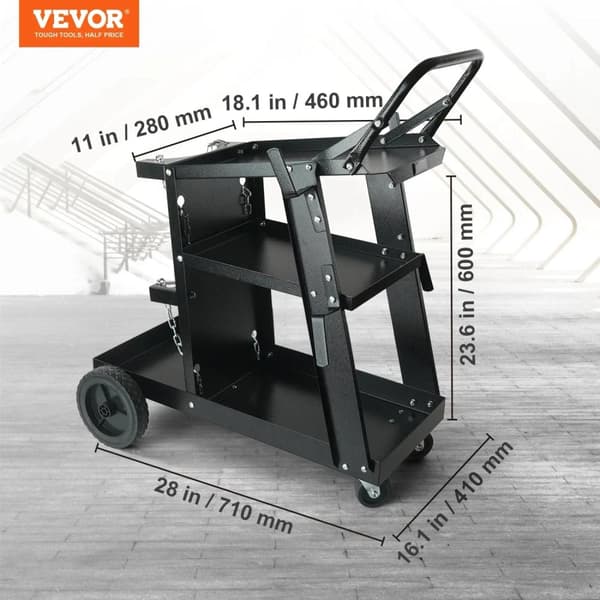 Svejsevogn, 3-niveau design, 400 lbs statisk kapacitet, PVC-hjul