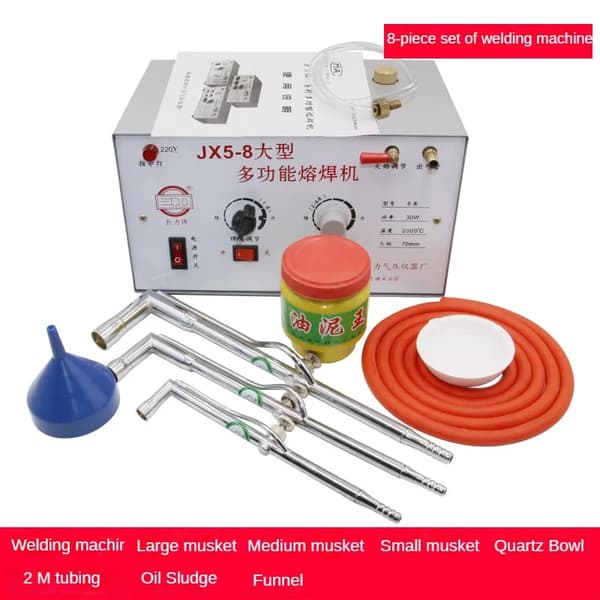 Smykkesmeltemaskine, Høj Effektivitet 30W, Justerbar Flamme Temperatur 2000°C,JX5-8 pakke 3, 220V