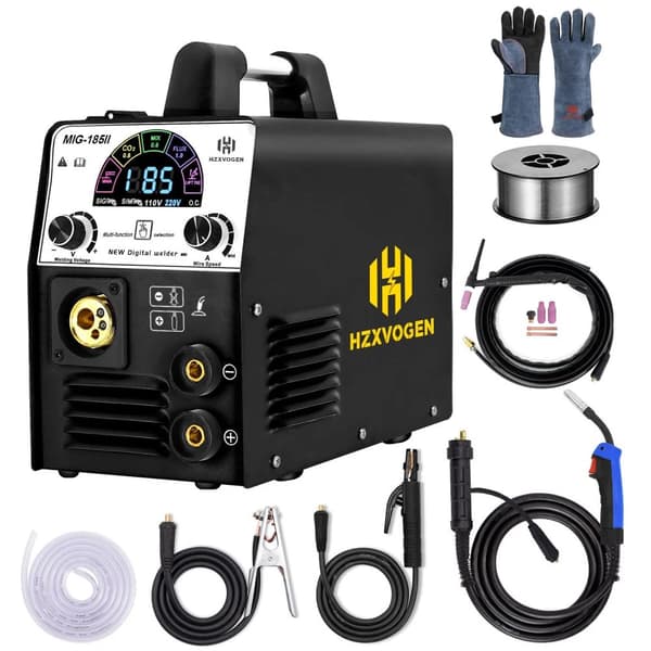 HZXVOGEN MIG-svejser, 185A maksimal effekt, multifunktionel svejsefunktionalitet,Med 17V Fakkelhandske