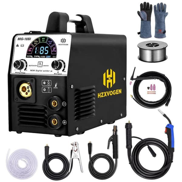 HZXVOGEN MIG-svejser, 185A maksimal effekt, multifunktionel svejsefunktionalitet,Med 17V Fakkelhandske