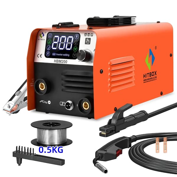 HITBOX MIG-svetsmaskin, 3-i-1-funktionalitet, justerbara effektinställningar,220V EU-kontakt