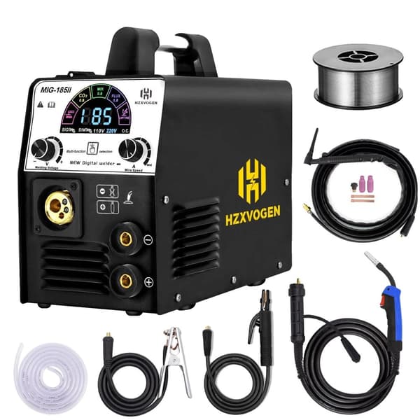 HZXVOGEN MIG-svejser, 185A maksimal effekt, multifunktionel svejsefunktionalitet,Med 17V lygte