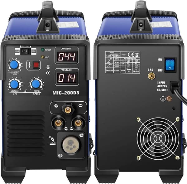 VEVOR 3 i 1 Kombinationssvejser, 200 Ampere Udgang, Alsidige MIG/TIG/MMA Funktioner, Kompakt Design