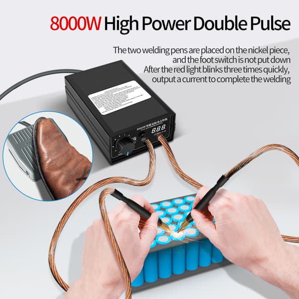 8000W Højtydende Dual Pulse Punktsvejsningsmaskine, Digital Skærm, Bærbart Design,Sort