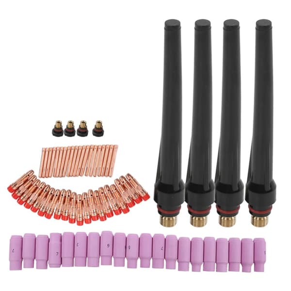 TIG Svetsbrännare Kit, 68 Delar, Inkluderar Gaslins, Bakre Lock, Svetsmunstycke,svart