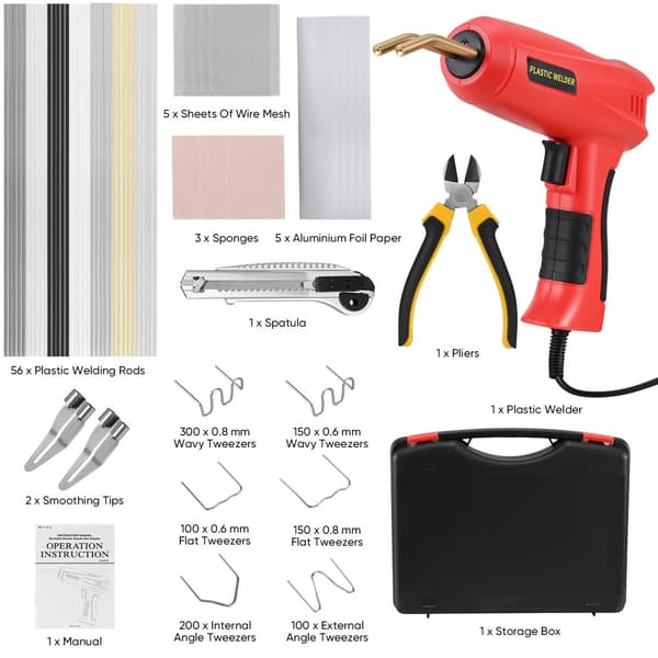 Plastsvetsningsmaskine, 200W effekt, EU-stik, 1200 dele inkluderet,220V EU stik