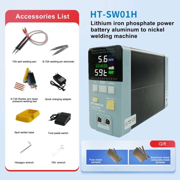 Punktsvetsmaskin, 5,0V - 5,8V utspänning, 500A - 1800A utströmning,HT-SW01H Paket A