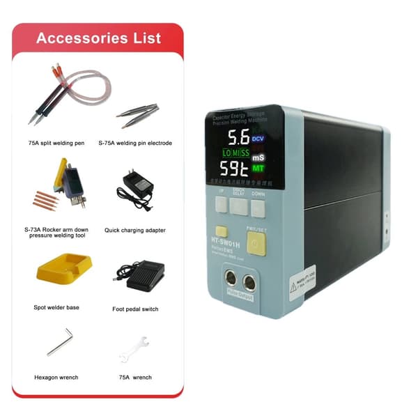 Punktsvetsmaskin, 5,0V - 5,8V utspänning, 500A - 1800A utströmning,HT-SW01H Paket A
