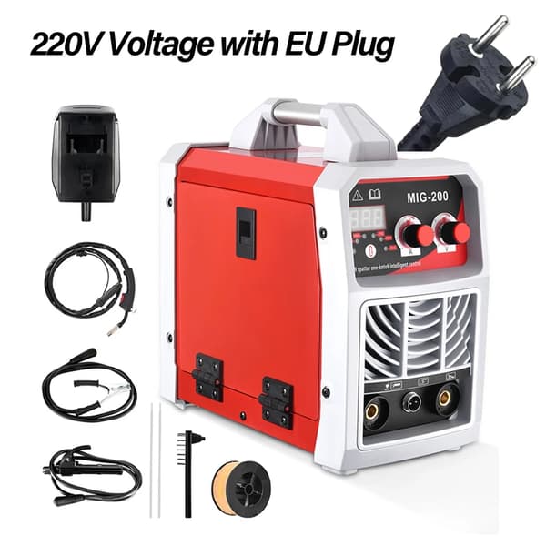Svetsmaskin, ARC/MIG/TIG-förmågor, Gas/No-Gas MIG-svetsning, 220V EU-kontakt Röd