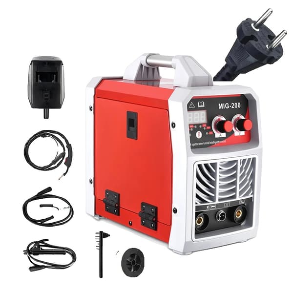 Svetsmaskin, ARC/MIG/TIG-förmågor, Gas/No-Gas MIG-svetsning, 220V EU-kontakt Röd
