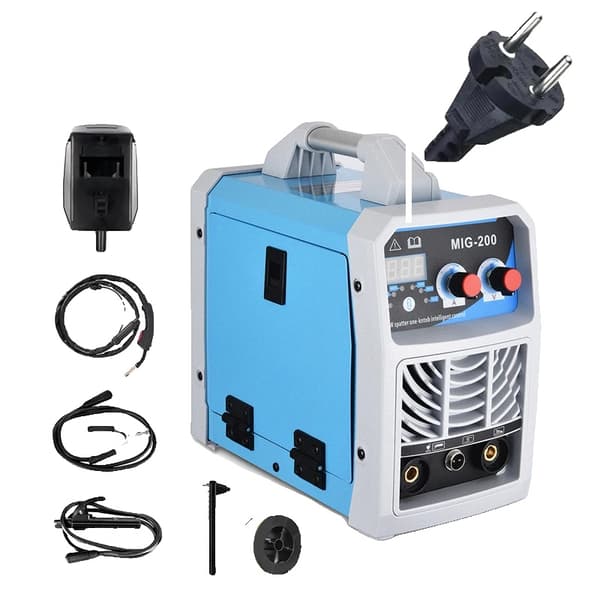 Hitsauskone, ARC/MIG/TIG-ominaisuudet, Kaasu/Ei-kaasu MIG-hitsaus, 220V EU-pistoke sininen